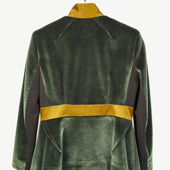 UNTTLD AW/18 Rafael Green Velvet Satin-Trim Blazer - Picture 3 of 9